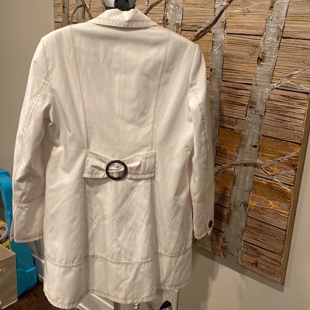 marvin richards white double brested trench coat size L GUC cotton Polly blend - Picture 4 of 10